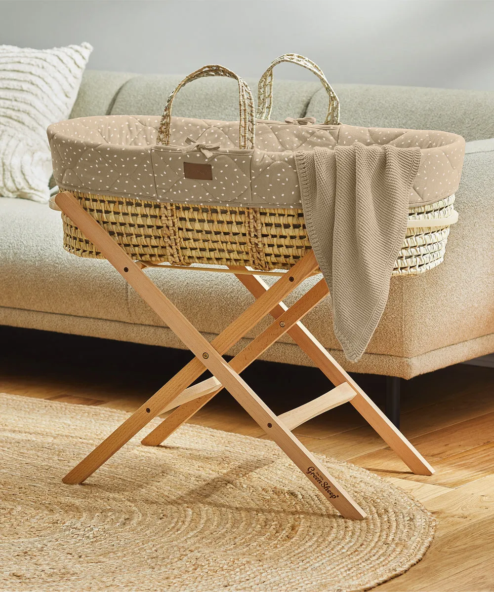 Little Green Sheep Natural Quilted Moses Basket & Mattress