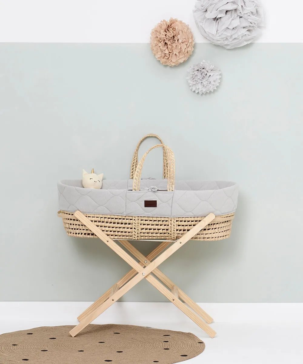 Little Green Sheep Natural Quilted Moses Basket & Mattress