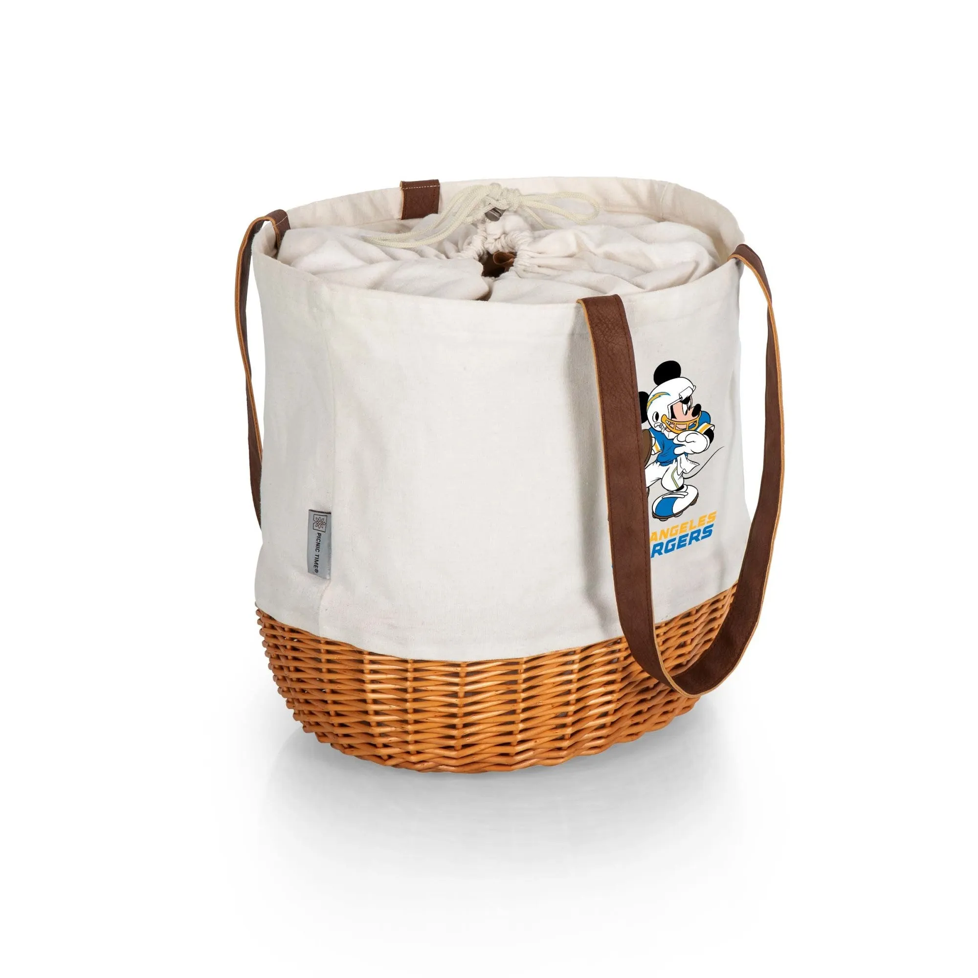 Los Angeles Chargers Mickey Mouse - Coronado Canvas and Willow Basket Tote