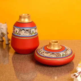 Lumamba Tribal Terracotta Vase - Set Of Two
