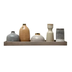 Mango Wood Tray with Assorted Vases