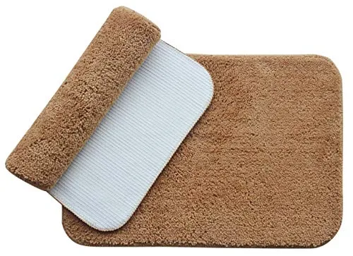 Mannat Lifestyle Premium Solid Pattern Soft Microfiber Anti-Skid Bath Mat 40x60 cm (Pack of 2, Color Camel Brown)