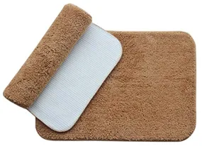 Mannat Lifestyle Premium Solid Pattern Soft Microfiber Anti-Skid Bath Mat 40x60 cm (Pack of 2, Color Camel Brown)
