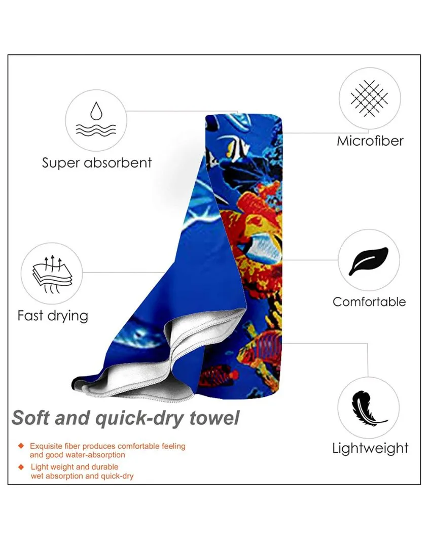 Marine & Beach Polyester Printed Quick Dry Microfiber Bath Towels | Set of 2 | 26 X 57 inches