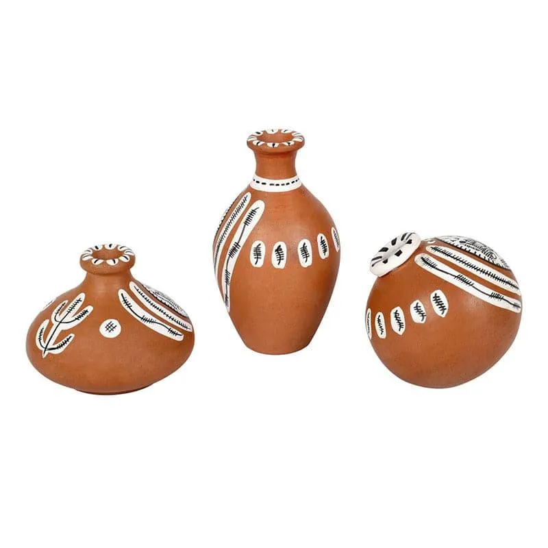 Maroa Tribal Terracotta Vase - Set Of Three