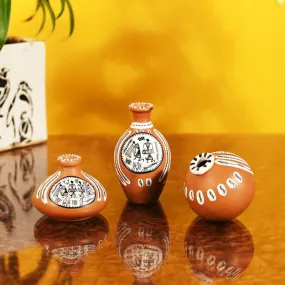 Maroa Tribal Terracotta Vase - Set Of Three
