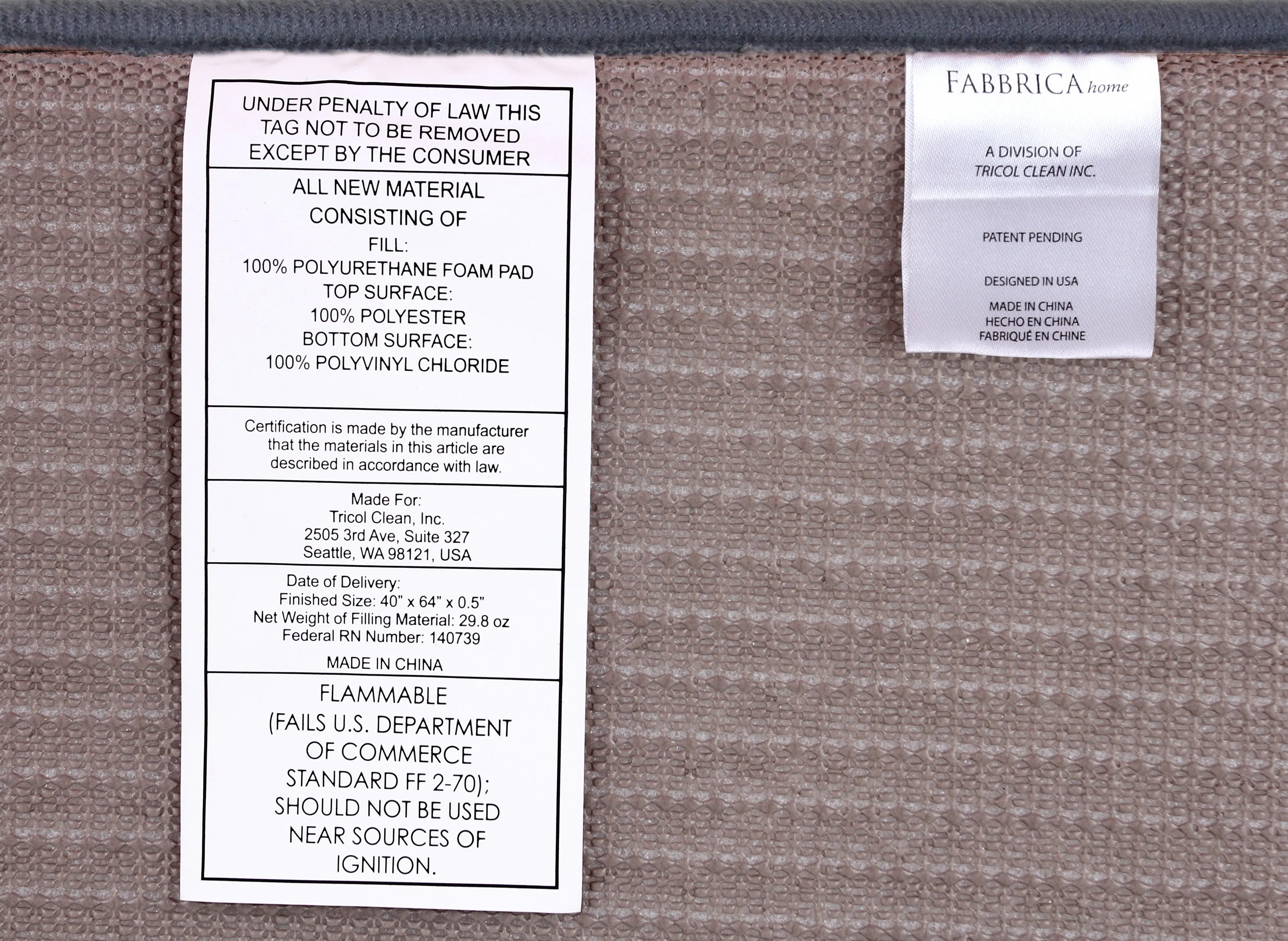 Memory Foam Area Rug, 40 x 64 in, Slate Grey