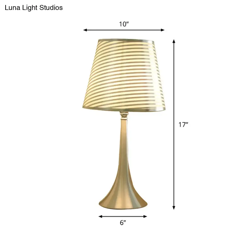 Modern Tapered Table Lamp - Single Nickel Nightstand Light with Stylish Fabric Shade (Cloud/Geometric/Flower Pattern)