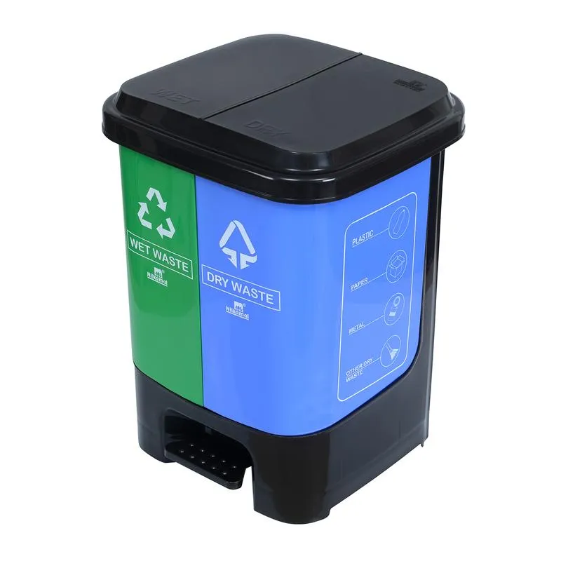 Nilkamal Twin Color Dustbin for Home, Kitchen, Restaurant Blue and Green 10 Ltr