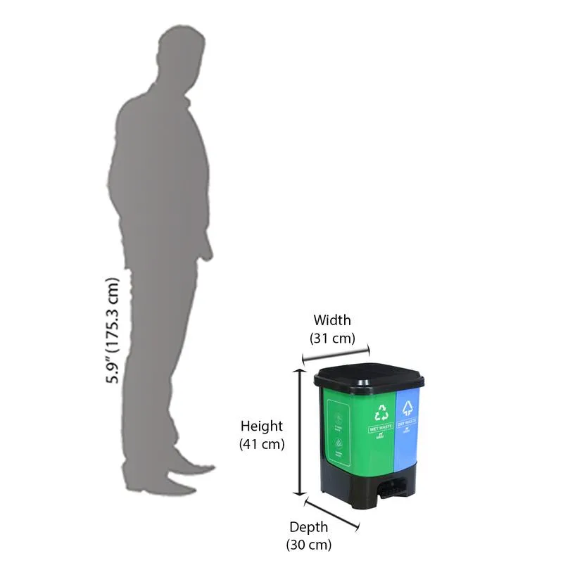 Nilkamal Twin Color Dustbin for Home, Kitchen, Restaurant Blue and Green 10 Ltr