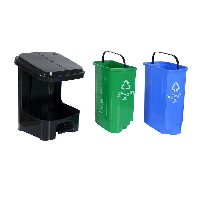 Nilkamal Twin Color Dustbin for Home, Kitchen, Restaurant Blue and Green 10 Ltr