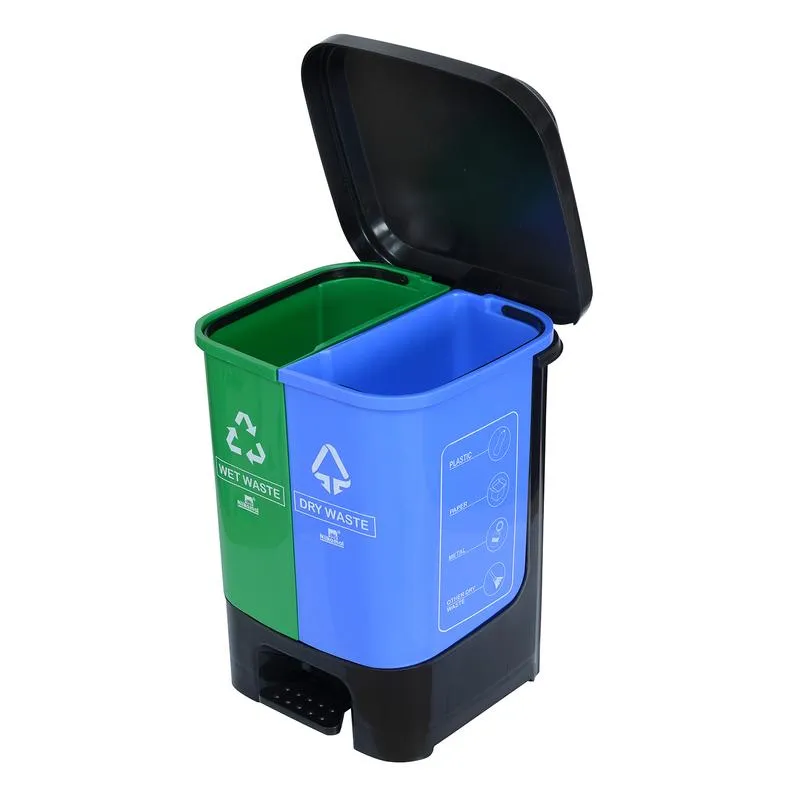 Nilkamal Twin Color Dustbin for Home, Kitchen, Restaurant Blue and Green 10 Ltr