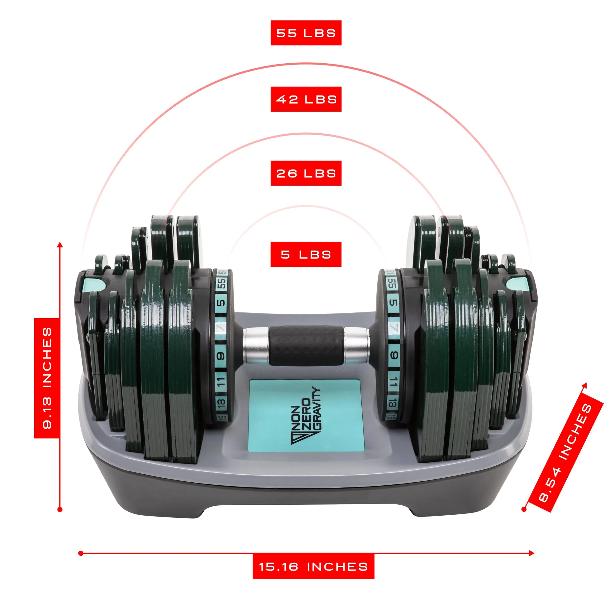 NonZero Gravity PowerDyne 55lbs Adjustable Dumbbell Set - Aspen