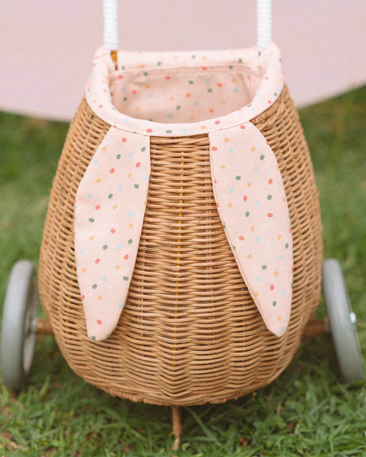 Olli Ella Rattan Bunny Luggy with Lining – Gumdrop