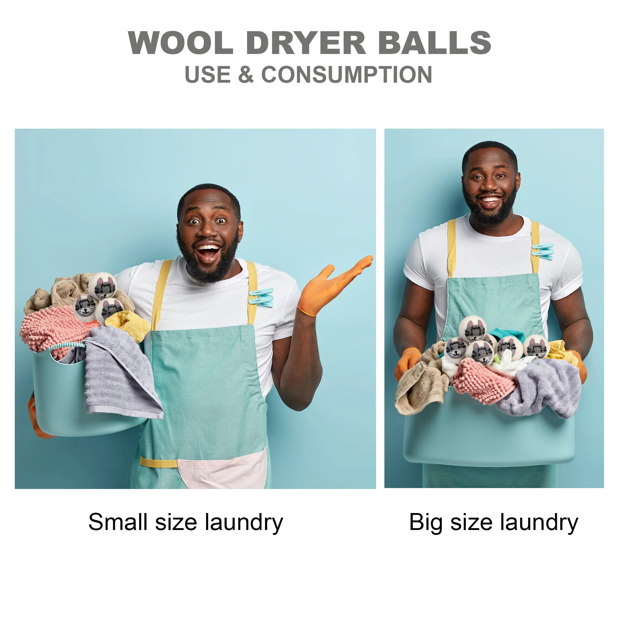 Organic Wool Dryer Balls Cat Pack of 6