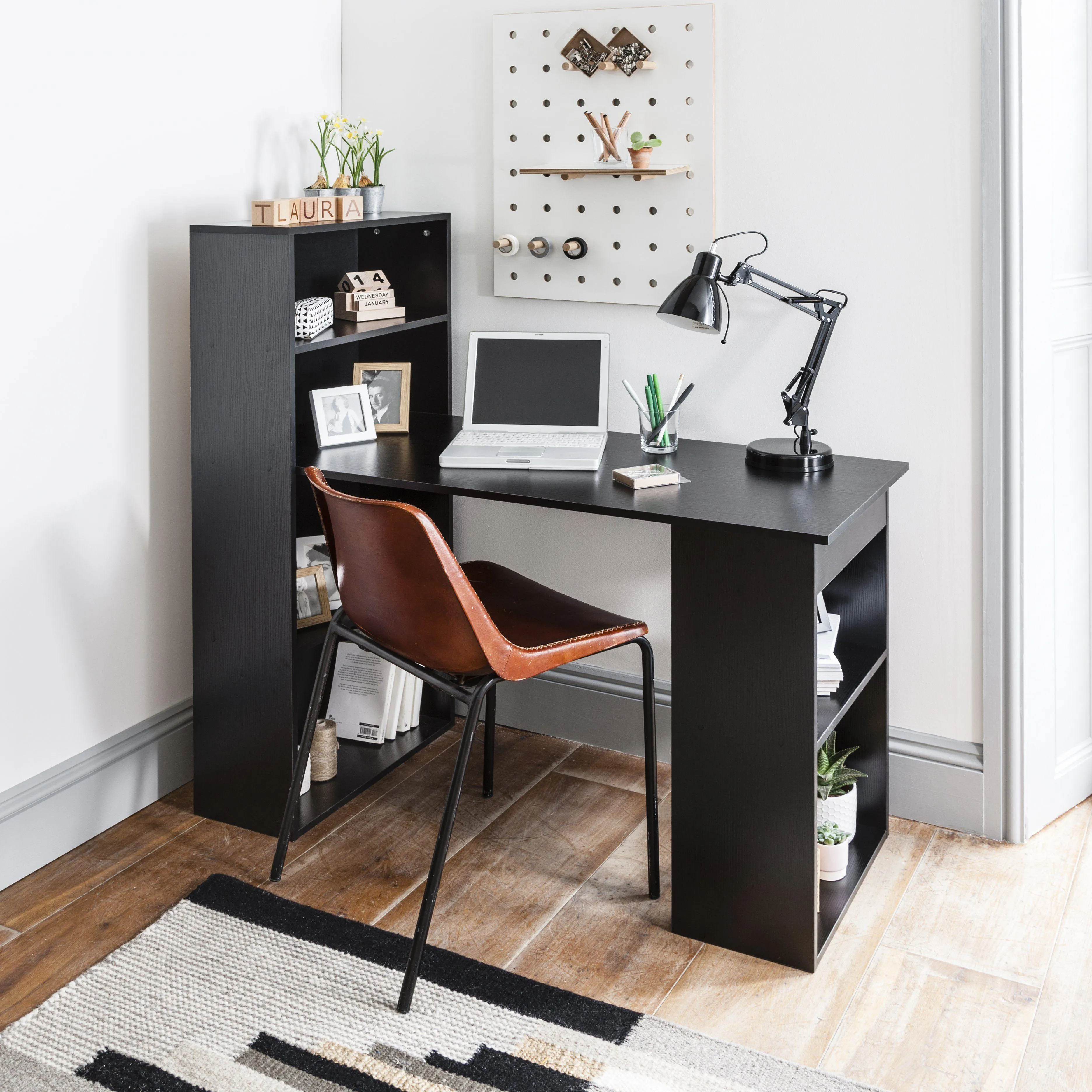 Outlet – Essie Tall Shelves Desk - Black