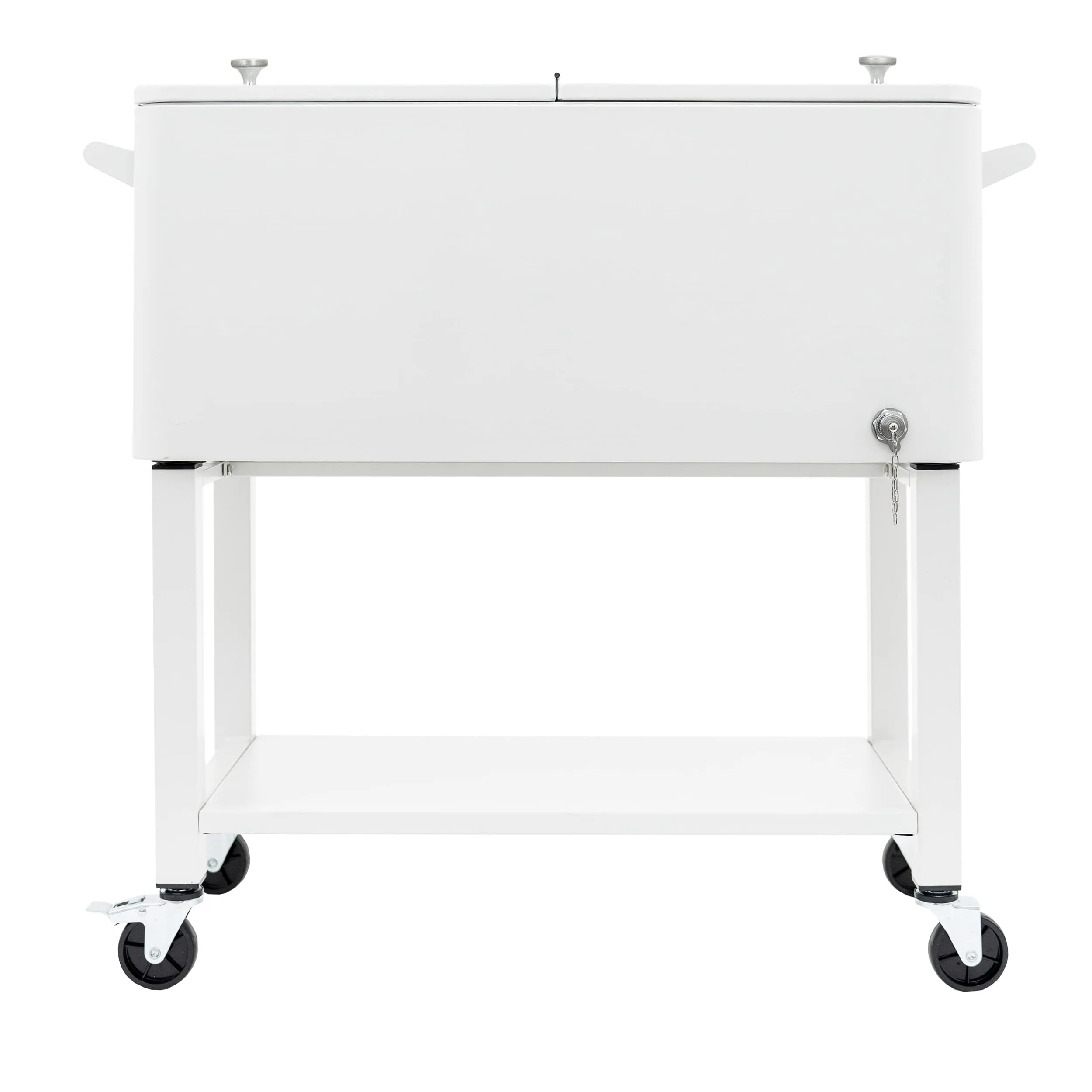 Permasteel 80-Qt Outdoor Patio Cooler with Removable Basin, Outside Beverage Cooler Cart, Rolling Cooler with Wheels and Handles, White