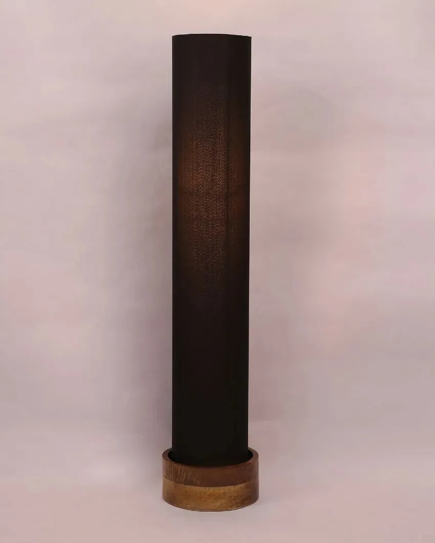 Plain Cotton Round Natural Wood Floor Lamp | 2.8 Feet