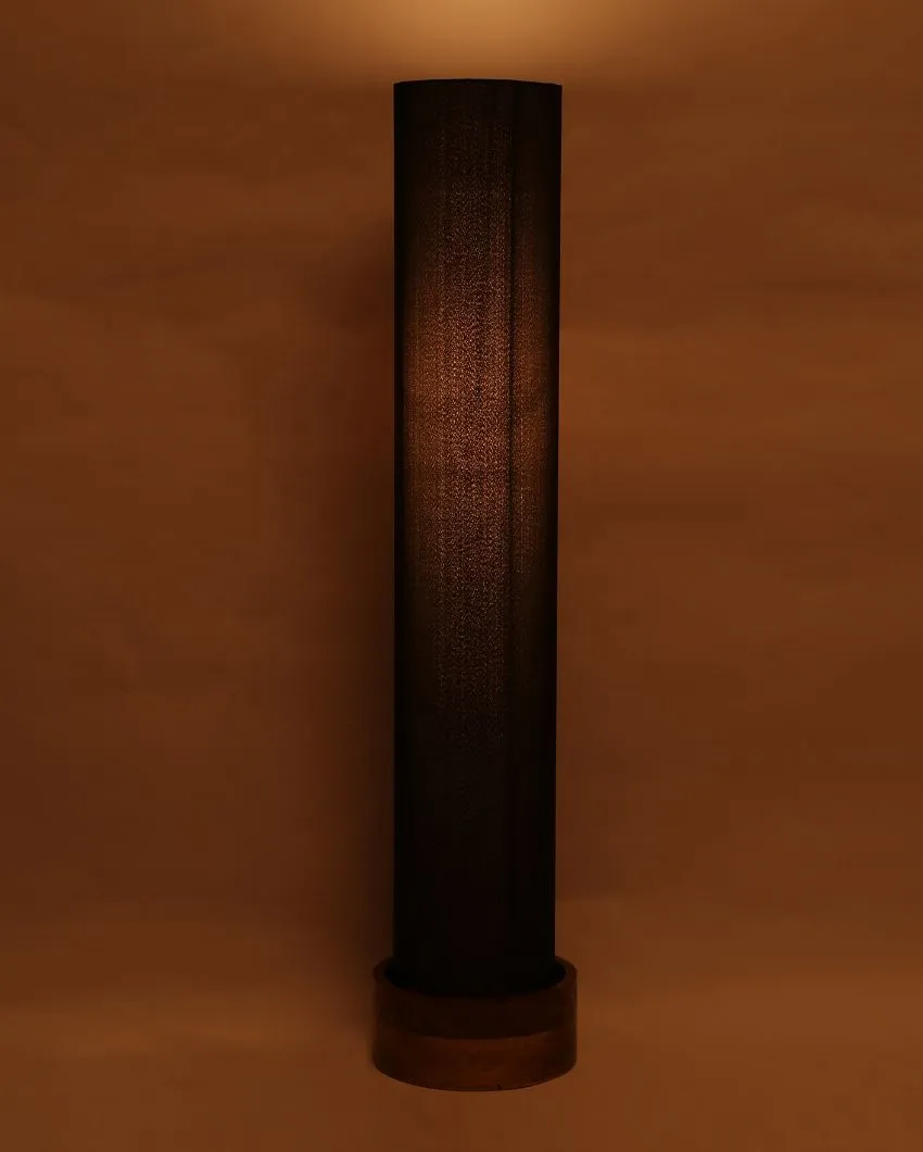 Plain Cotton Round Natural Wood Floor Lamp | 2.8 Feet