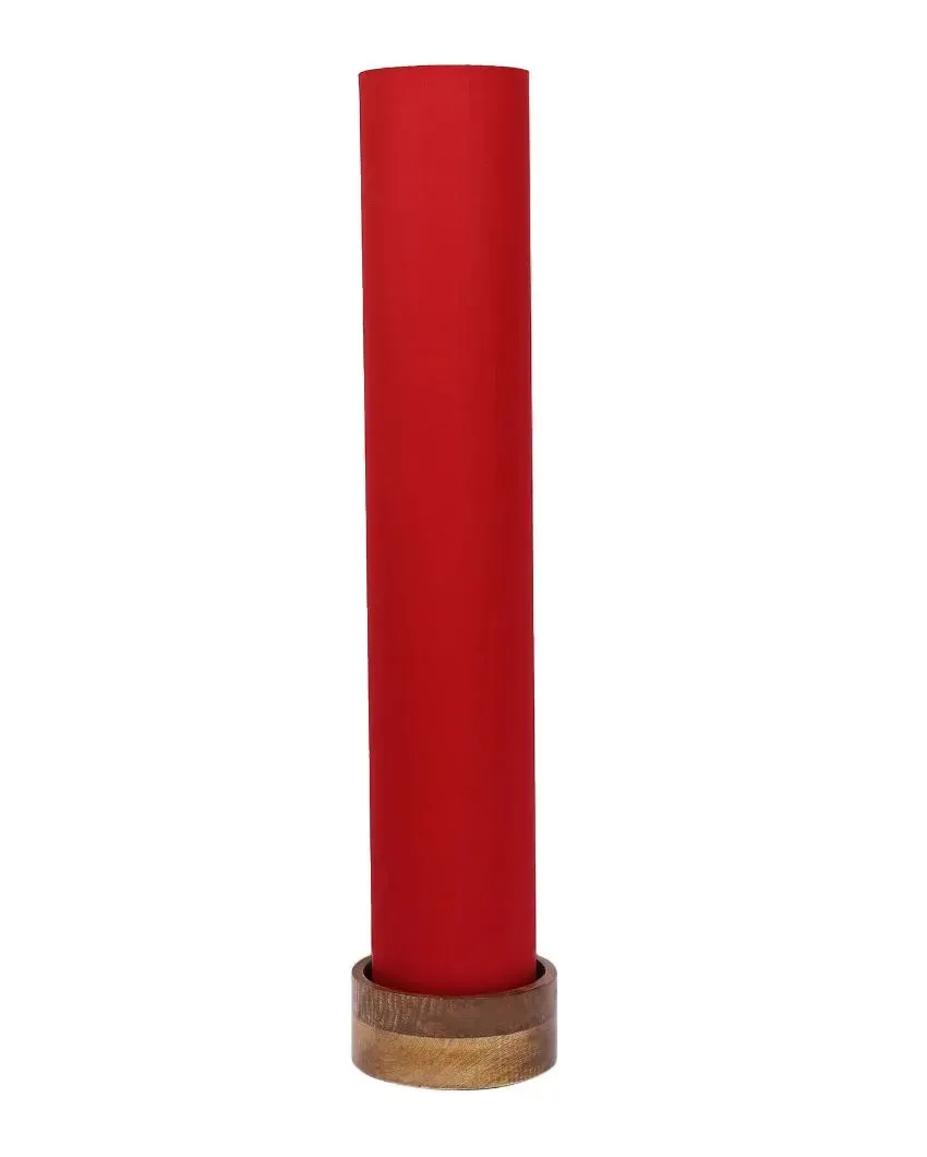 Plain Cotton Round Natural Wood Floor Lamp | 2.8 Feet