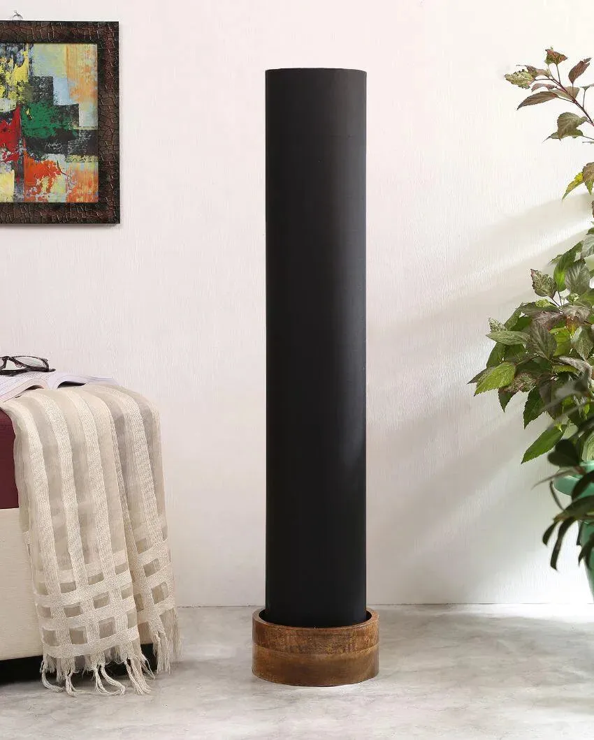 Plain Cotton Round Natural Wood Floor Lamp | 2.8 Feet
