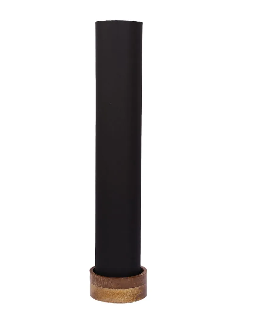 Plain Cotton Round Natural Wood Floor Lamp | 2.8 Feet