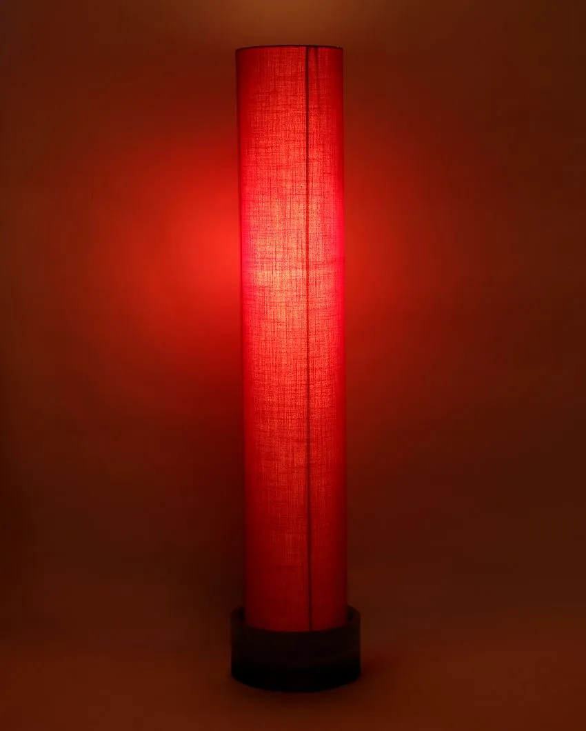 Plain Cotton Round Natural Wood Floor Lamp | 2.8 Feet