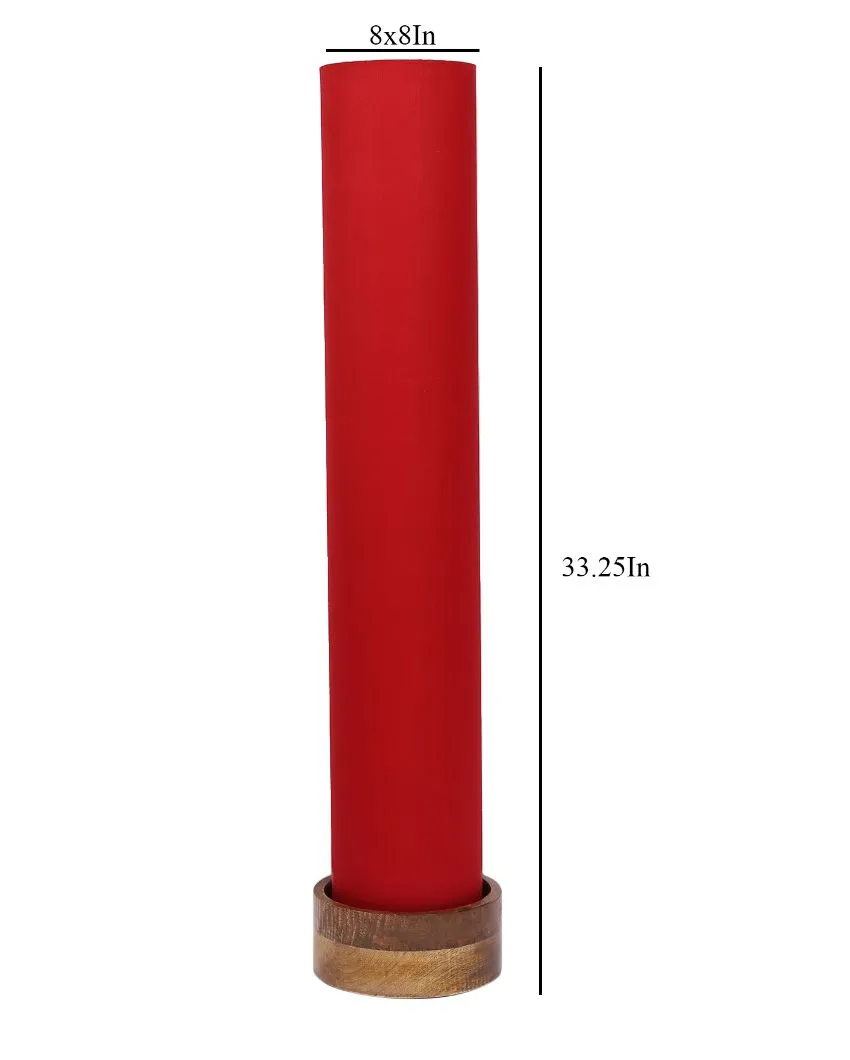 Plain Cotton Round Natural Wood Floor Lamp | 2.8 Feet