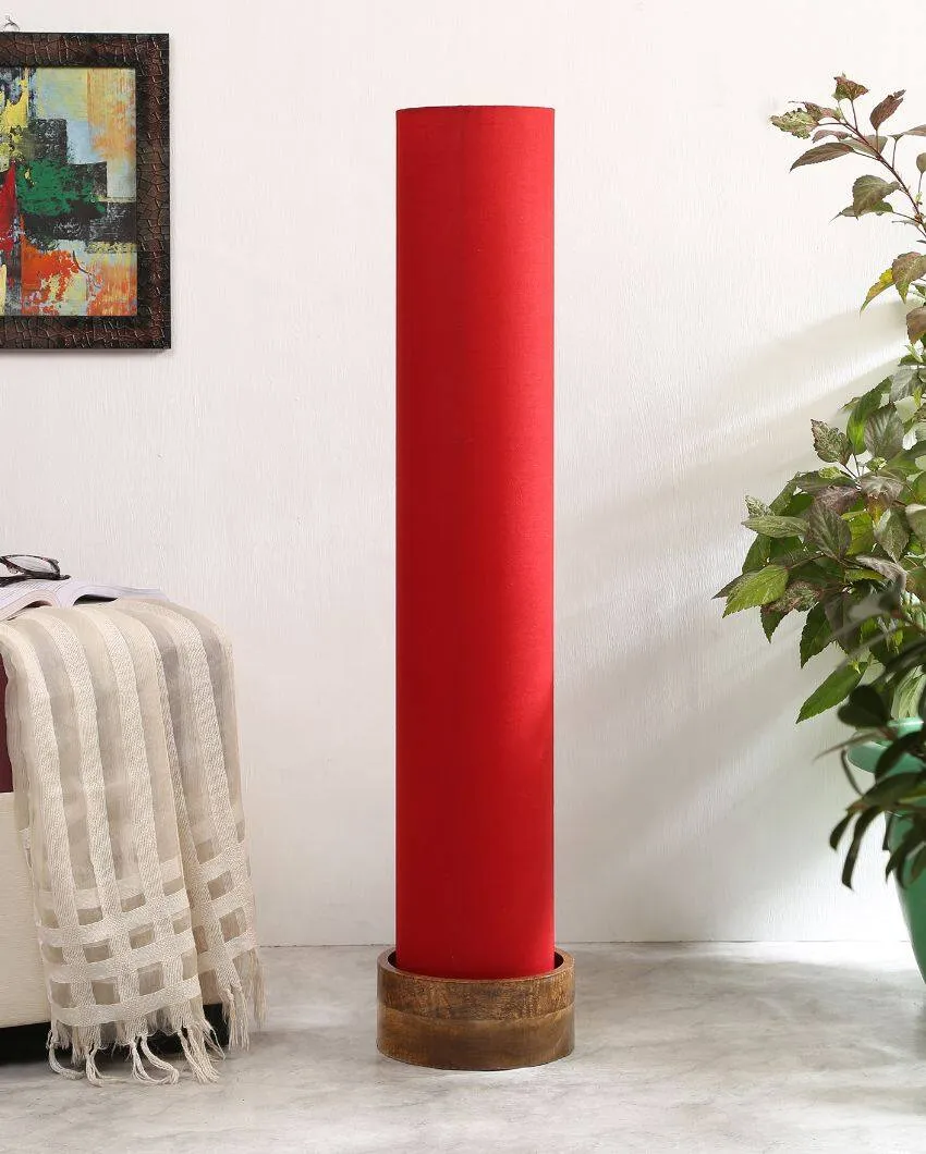 Plain Cotton Round Natural Wood Floor Lamp | 2.8 Feet