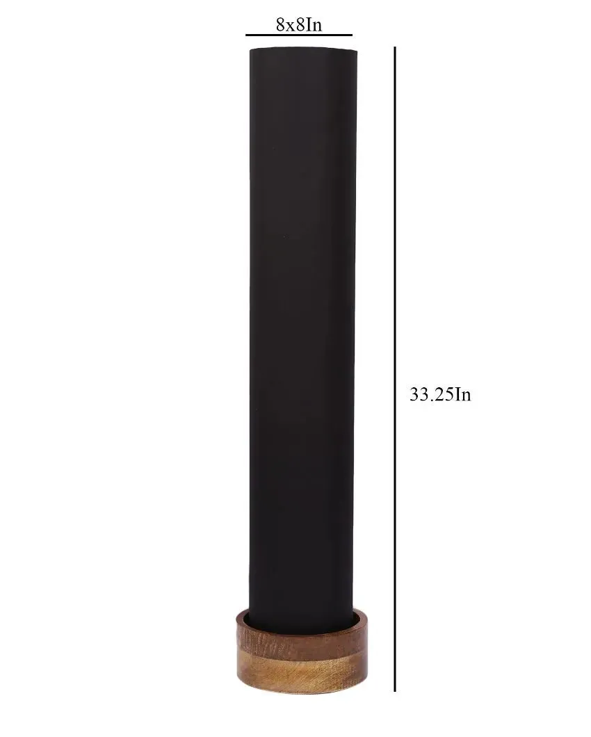 Plain Cotton Round Natural Wood Floor Lamp | 2.8 Feet