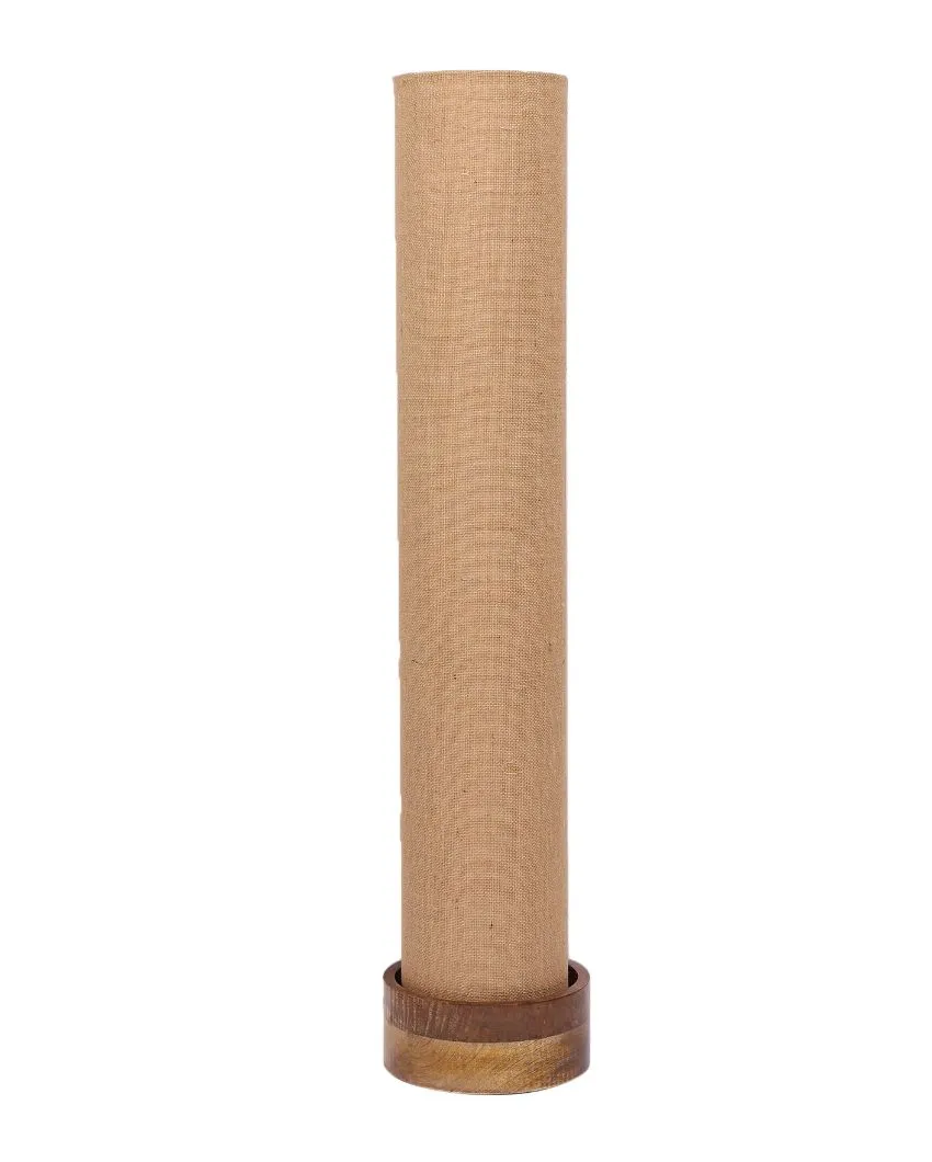 Plain Jute Round Natural Wood Floor Lamp | 2.8 Feet
