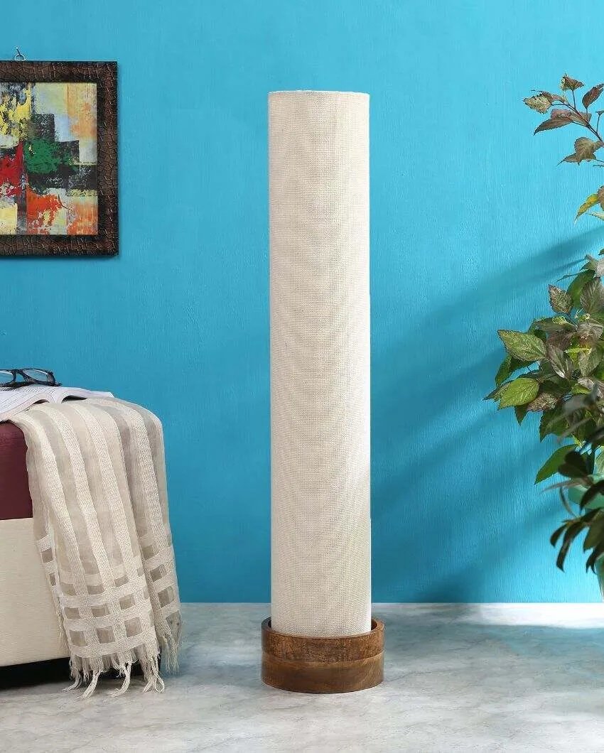 Plain Jute Round Natural Wood Floor Lamp | 2.8 Feet