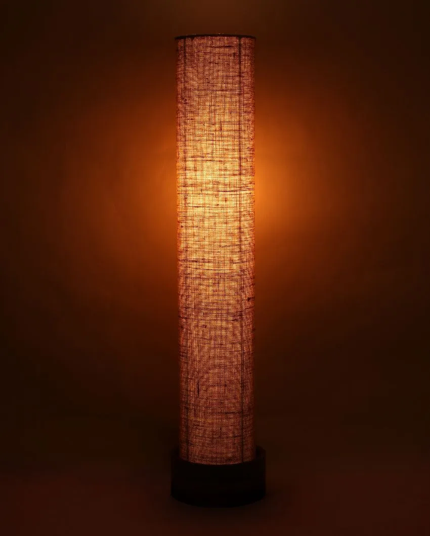 Plain Jute Round Natural Wood Floor Lamp | 2.8 Feet