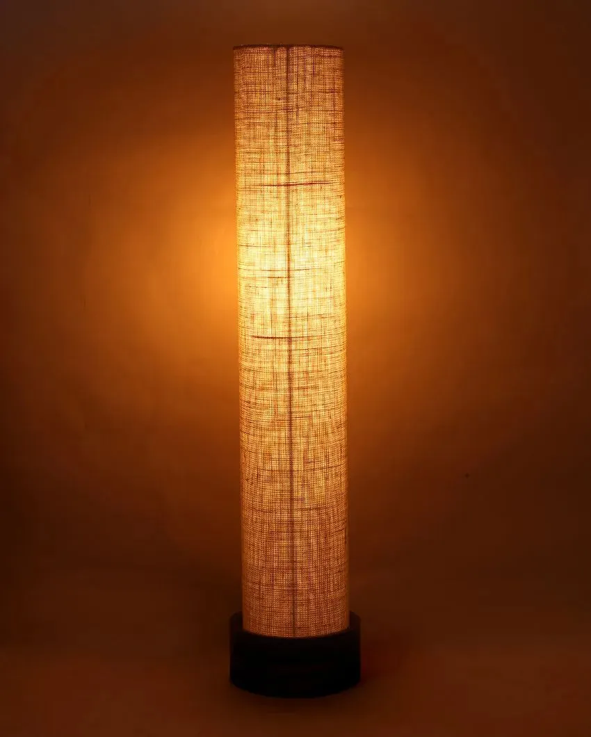 Plain Jute Round Natural Wood Floor Lamp | 2.8 Feet