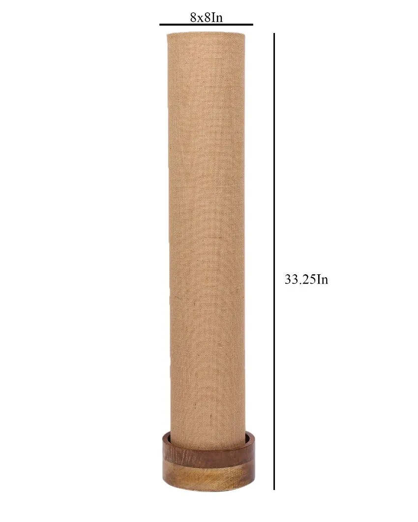 Plain Jute Round Natural Wood Floor Lamp | 2.8 Feet