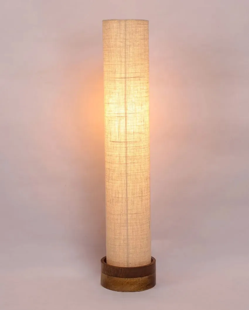 Plain Jute Round Natural Wood Floor Lamp | 2.8 Feet