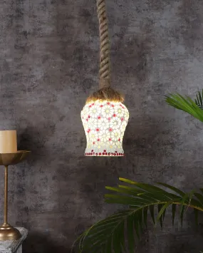 Posh Single Jute Hanging with Handmade Glass Ceiling Lamp