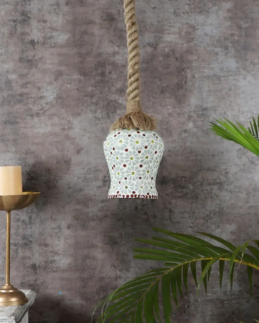 Posh Single Jute Hanging with Handmade Glass Ceiling Lamp