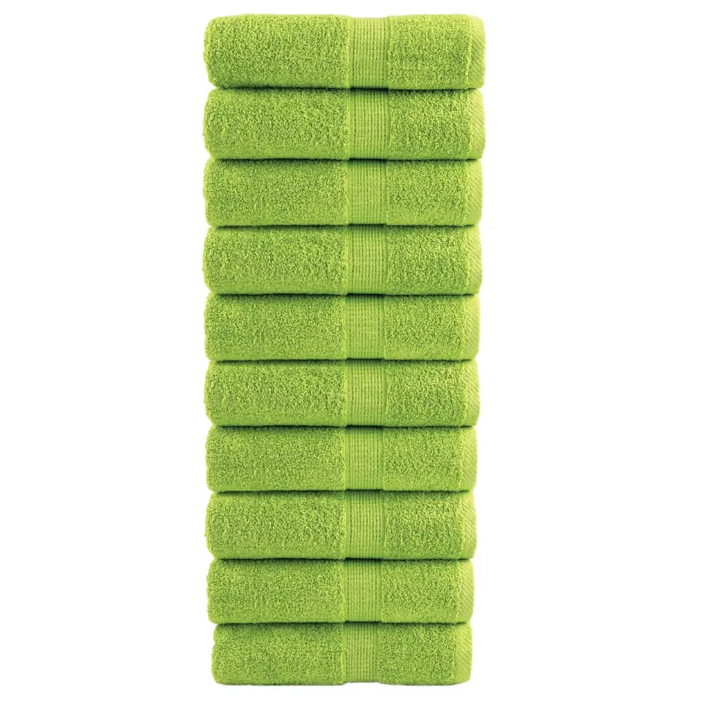 Premium Washcloths 10 pcs Apple Green 30x30 cm 600 gsm 100% Cotton