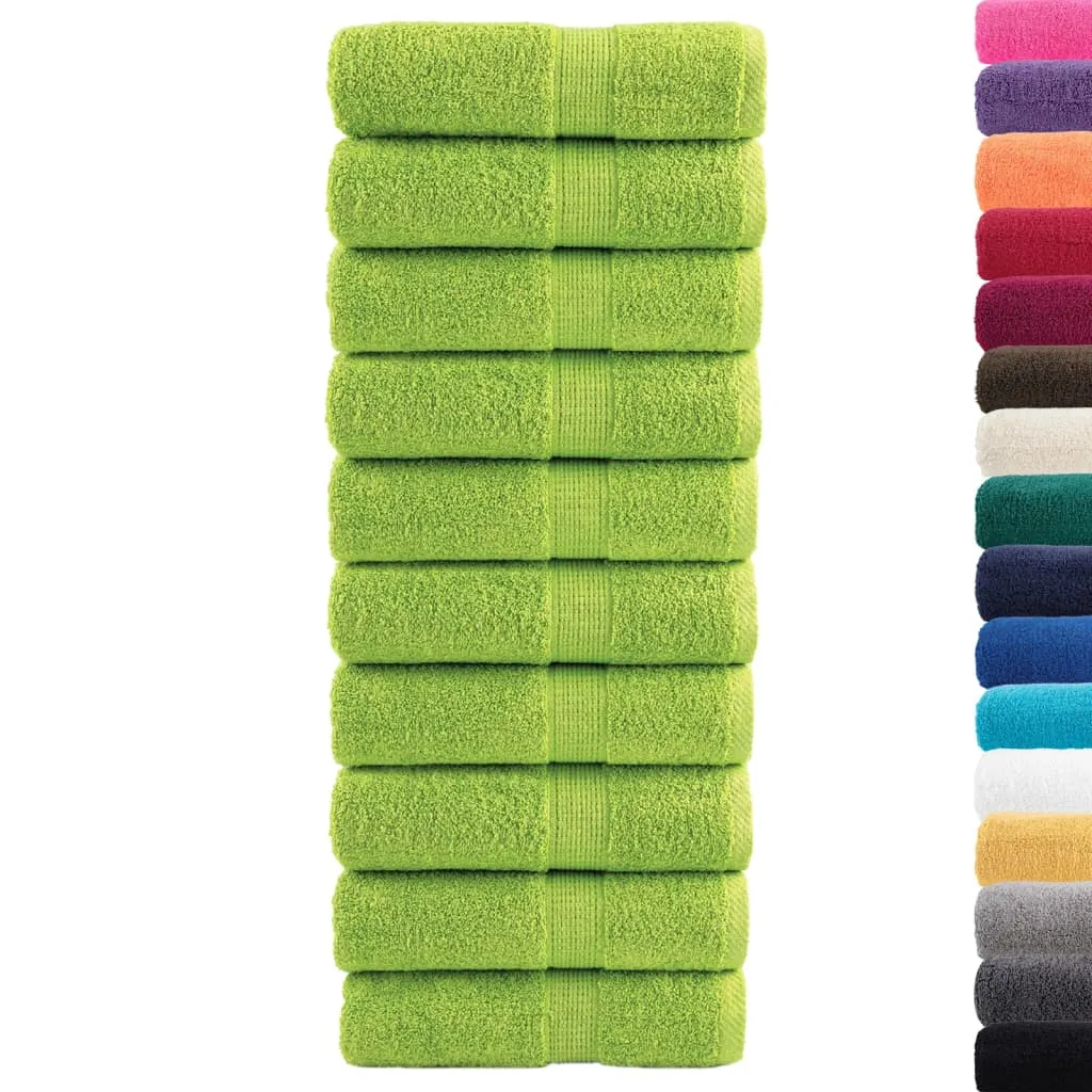 Premium Washcloths 10 pcs Apple Green 30x30 cm 600 gsm 100% Cotton