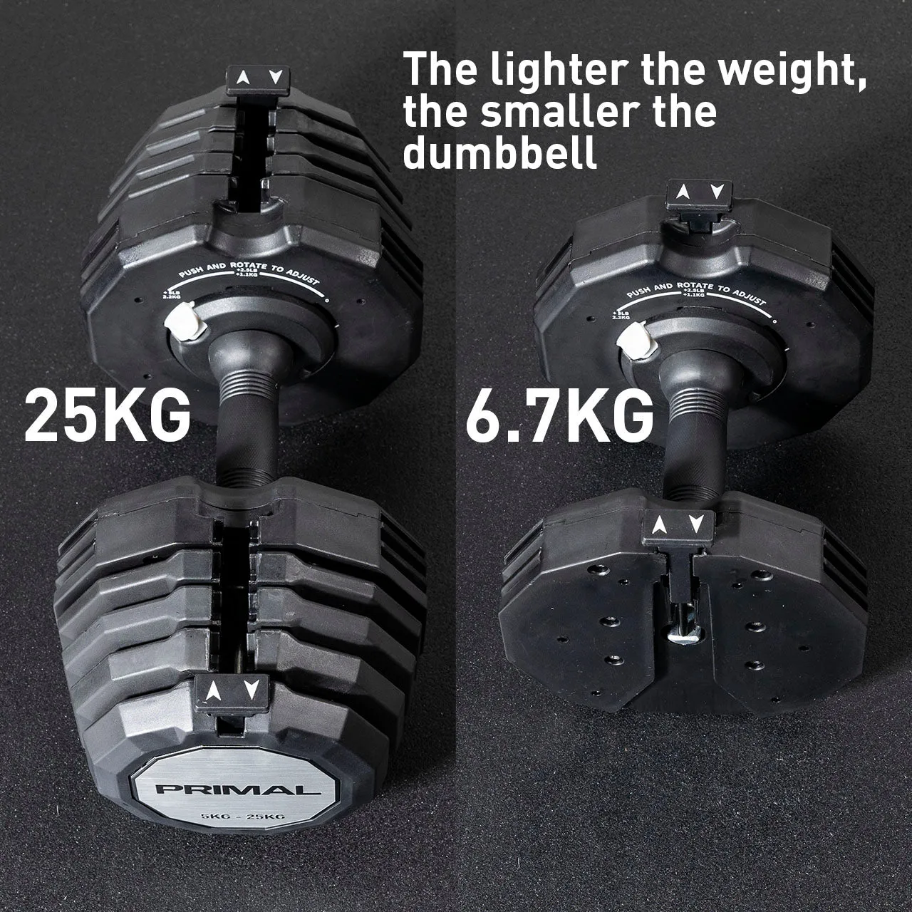 Primal Personal Series 25kg Adjustable Dumbbells (PAIR) with Stand