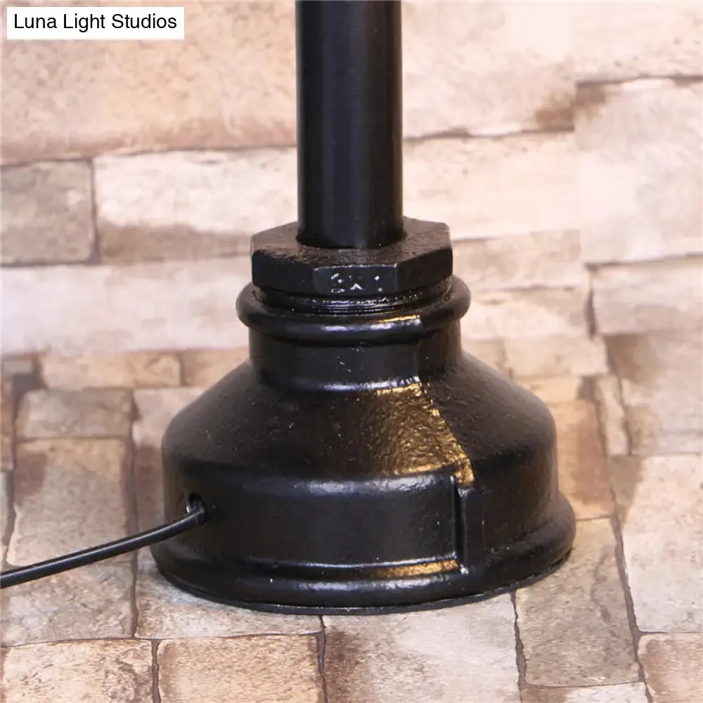 Rustic Wire Frame Table Lamp with Stylish Plumbing Pipe - Black Finish