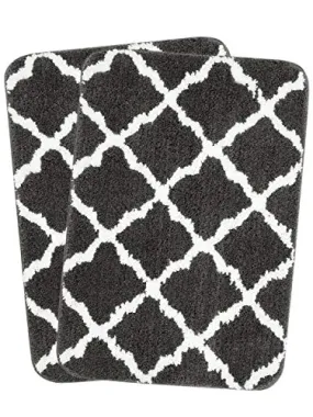 Saral Home Soft Anti Slip Microfiber Bathmat Set of 2Pc (45x70 cm, Grey)