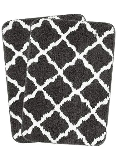 Saral Home Soft Anti Slip Microfiber Bathmat Set of 2Pc (45x70 cm, Grey)