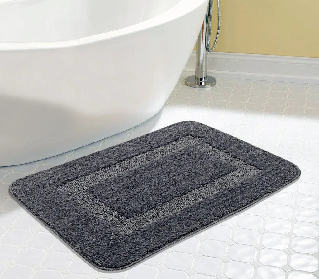 Saral Home Soft Microfiber Bathmat, 45x70cm (Grey) - Set of 2