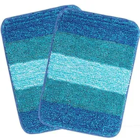 Saral Home Turquoise Soft Microfiber Anti-Skid Bath Mat (Pack of 2, 35x50 cm)
