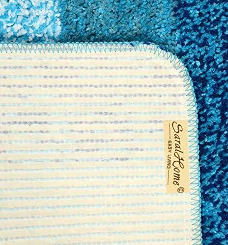 Saral Home Turquoise Soft Microfiber Anti-Skid Bath Mat (Pack of 2, 35x50 cm)