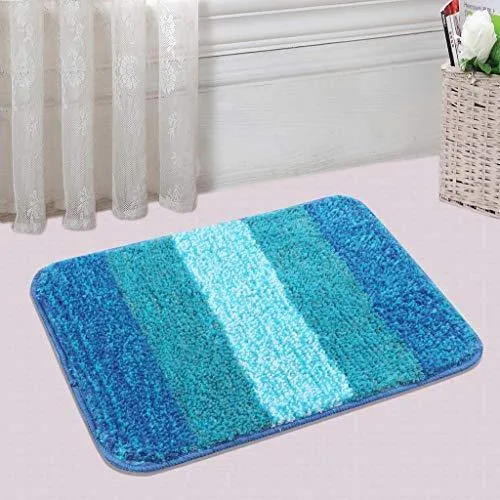 Saral Home Turquoise Soft Microfiber Anti-Skid Bath Mat (Pack of 2, 35x50 cm)