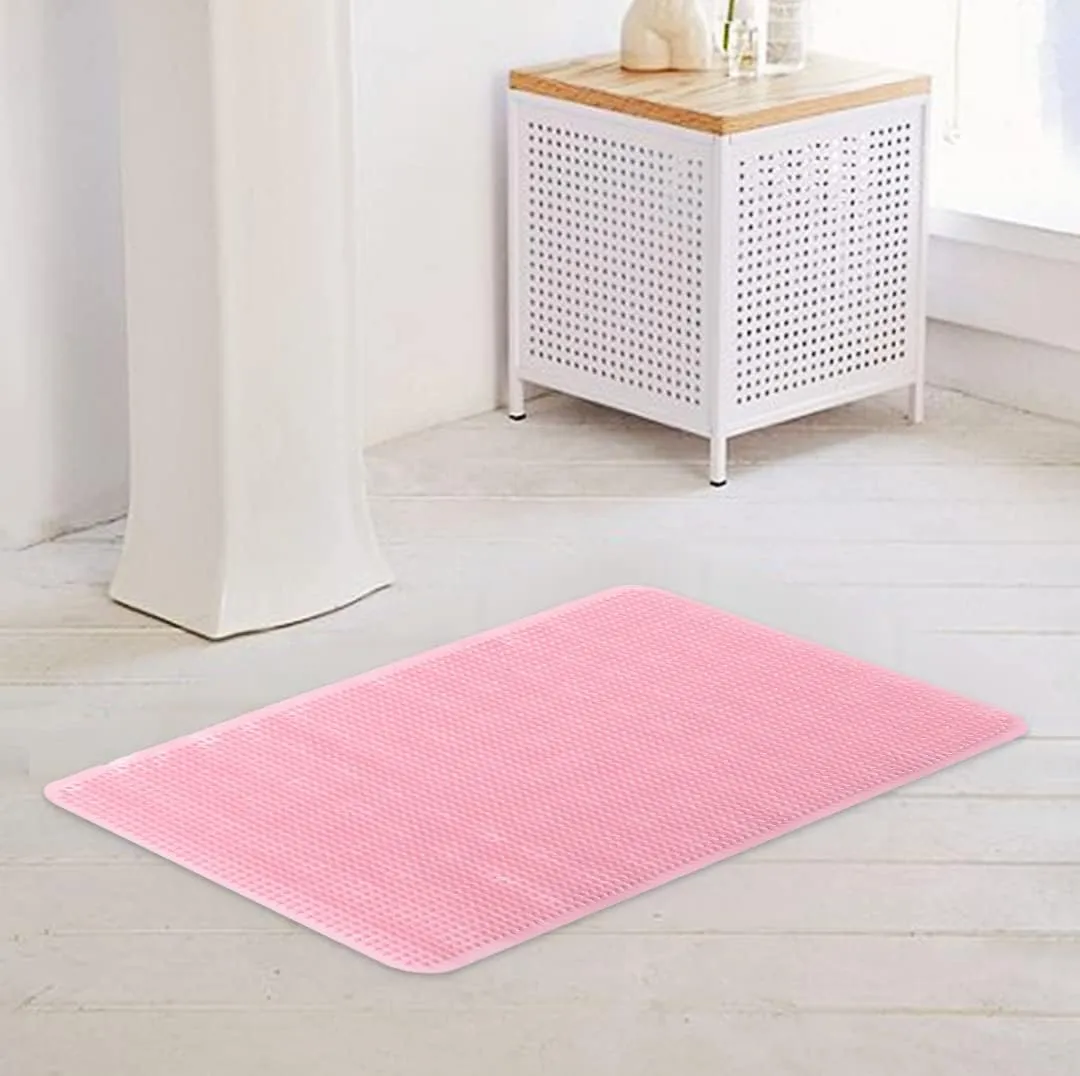 Savya Home Bathroom Floor Mat PVC/Non-Slip & Soft/Light Weight Mat for Living Room, Anti Skid Mat for Bathroom Floor/Shower Mat/Multipurpose Mat (Grey) (Pink)