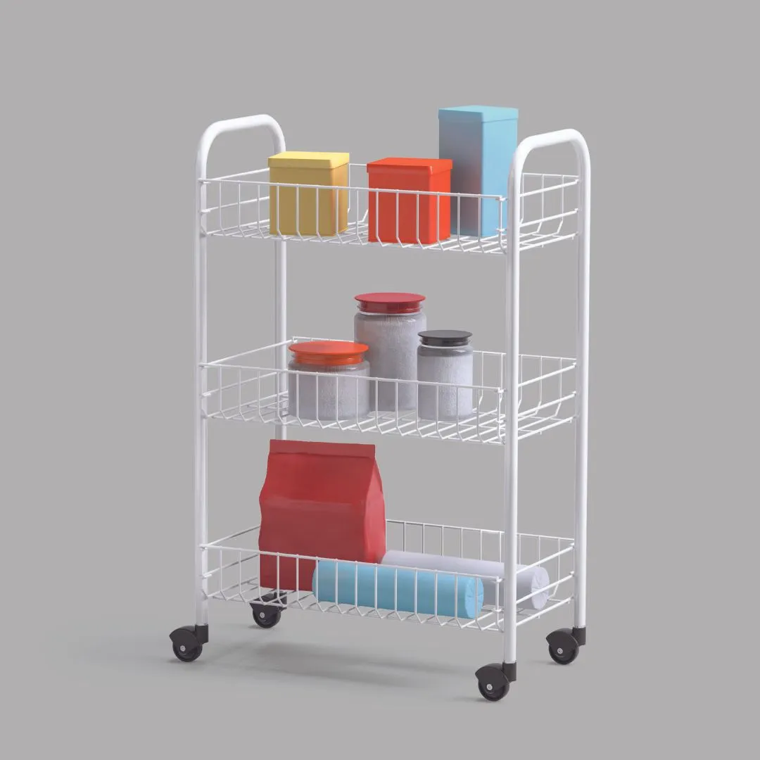 Siena Rolling Cart White 3 Tier